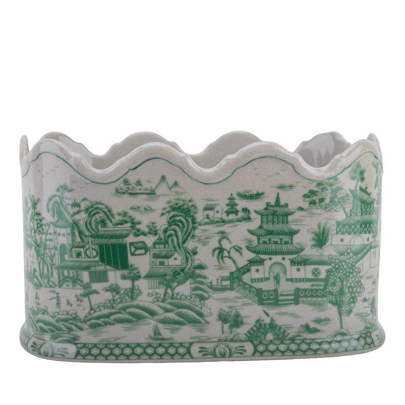 Porcelain Planter- Green Willow