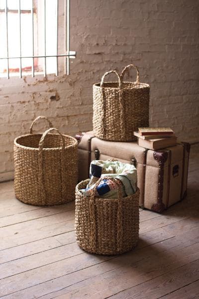 Braided Seagrass Baskets W/Handles