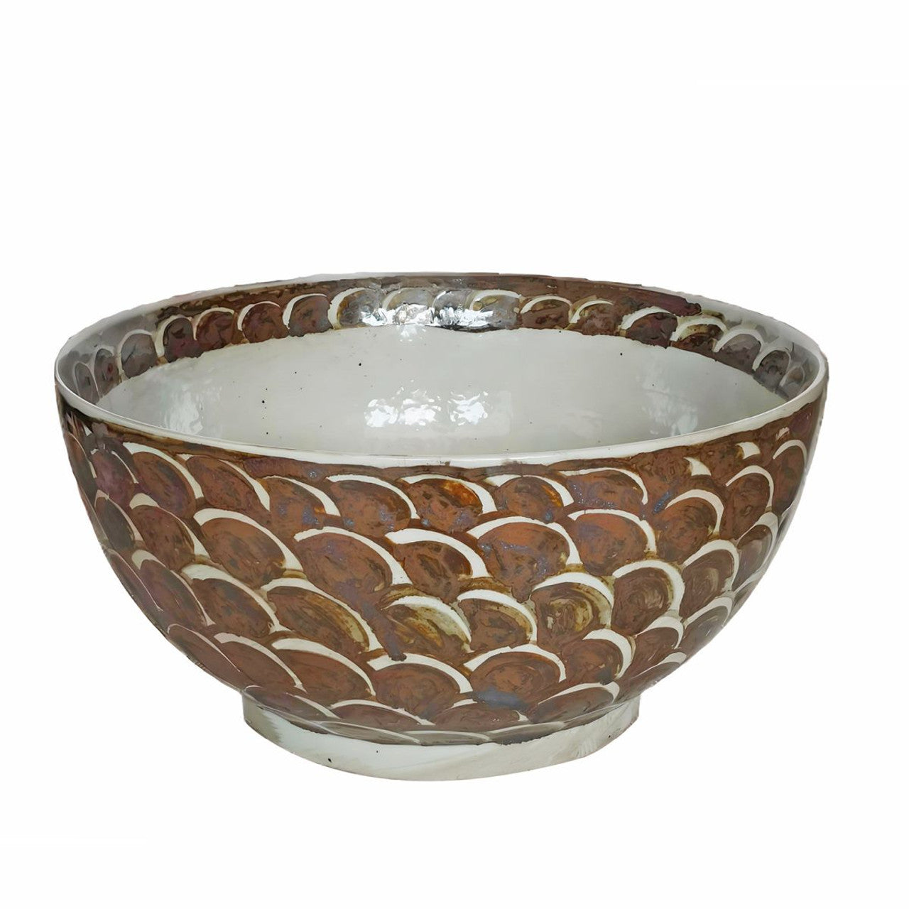 Rustic Brown Sea Wave Porcelain Bowl