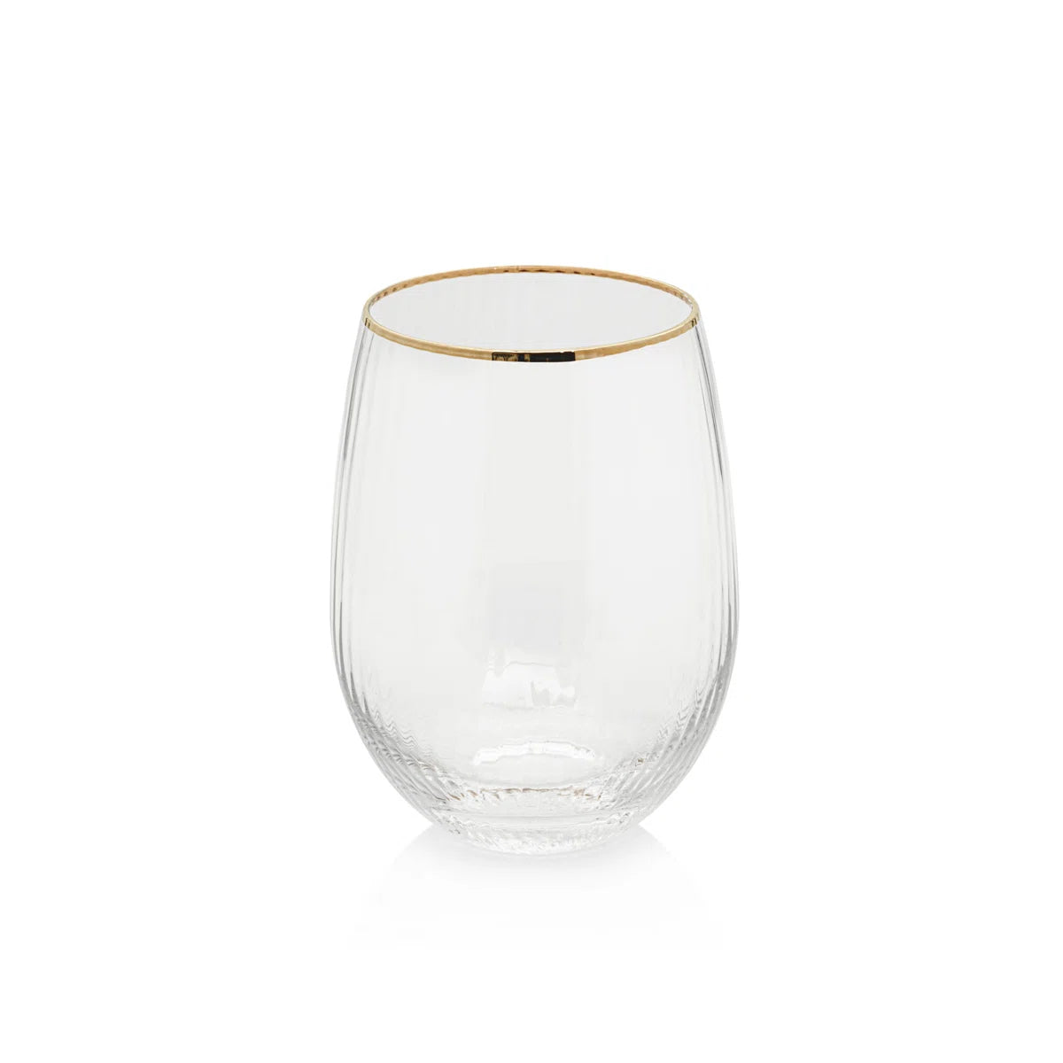 Negroni Hammered Stemless All  Purpose w/ Gold Rim