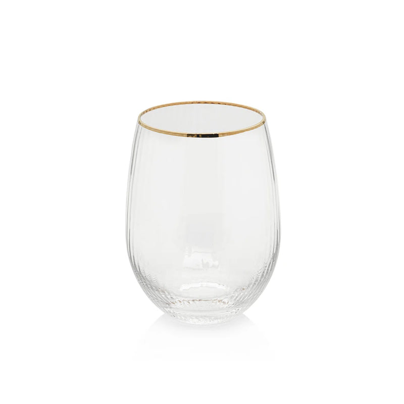 Negroni Hammered Stemless All  Purpose w/ Gold Rim