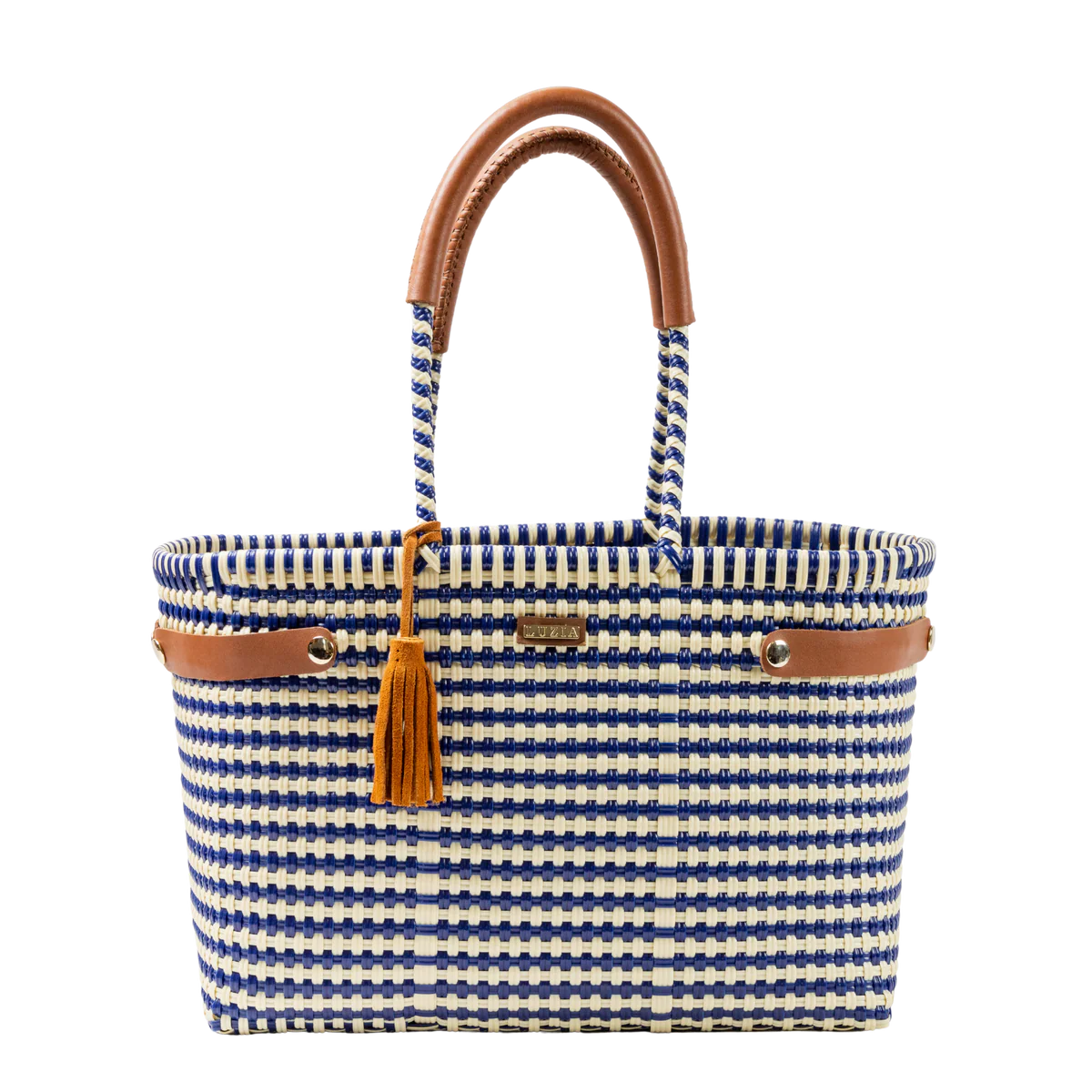BASKET MEDIUM LINES NAVY BLUE BEIGE