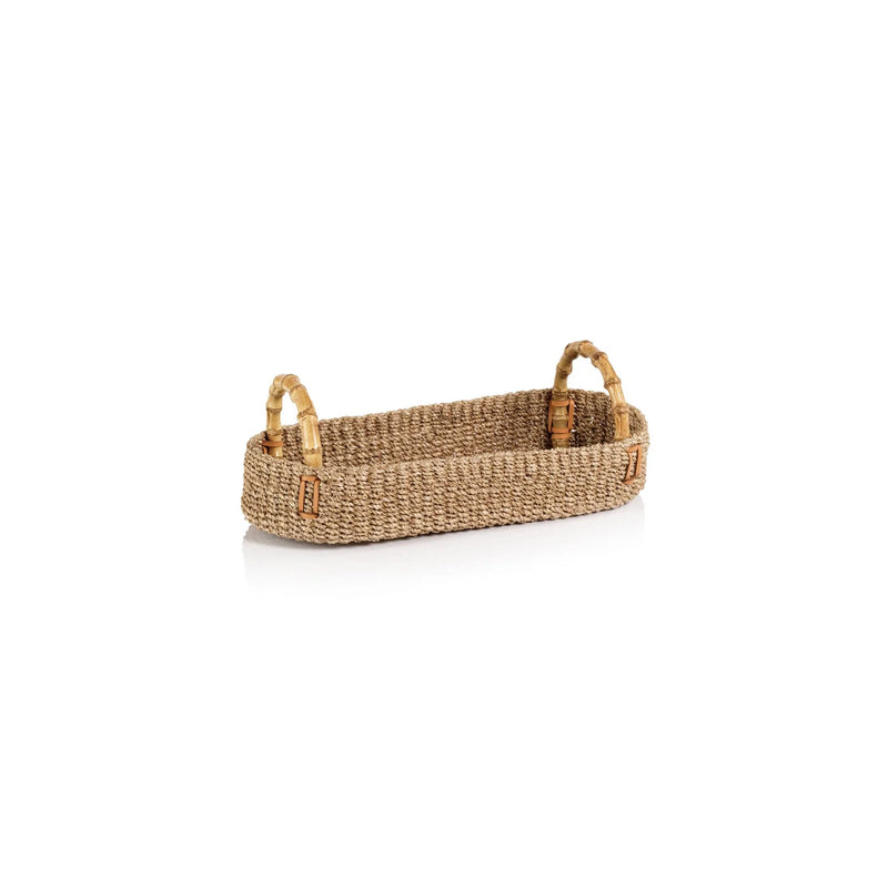 Multipurpose Abaca Tray with  Bamboo Handles- 22"