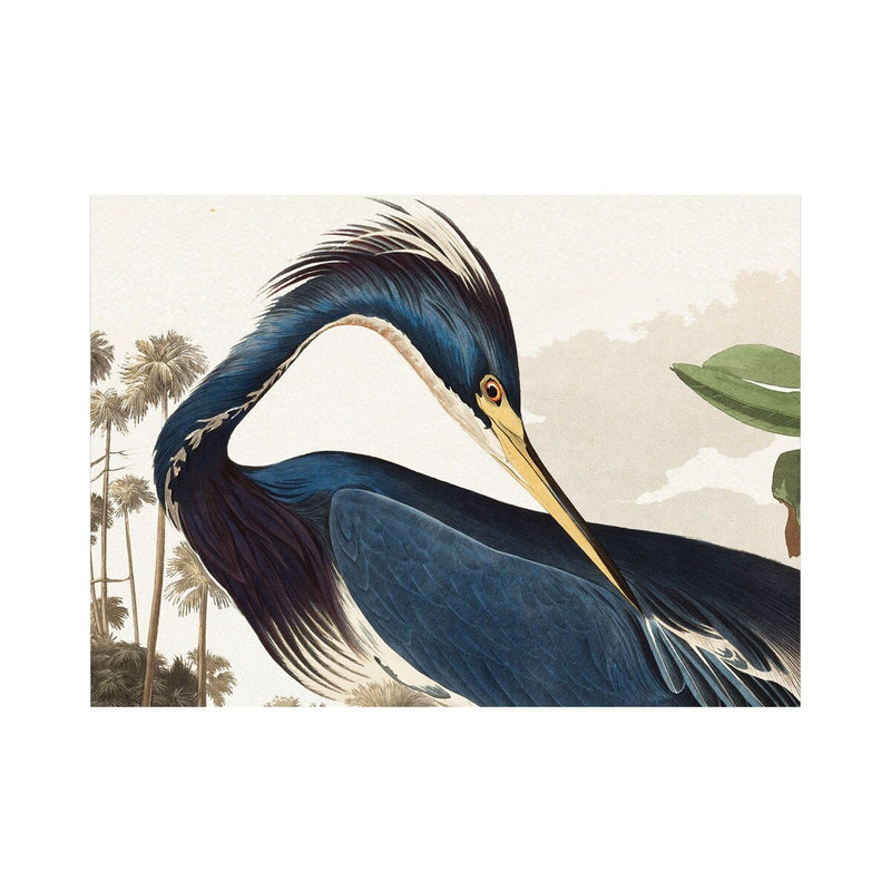Heron Palm & Blue in Natural Wood Frame 1