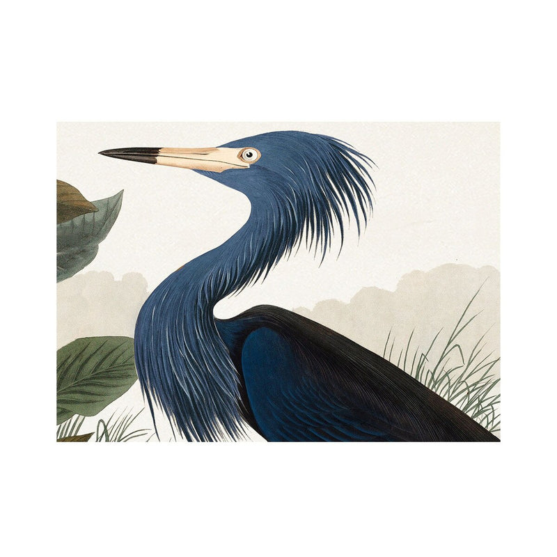 Heron Palm & Blue in Natural Wood Frame 2