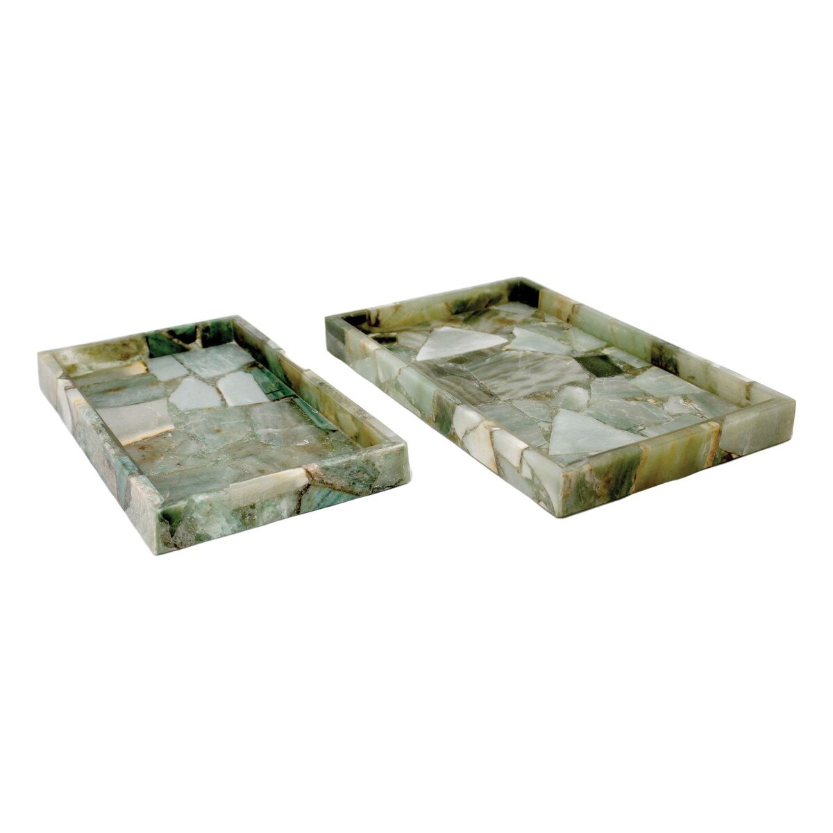 Rectangular Green Agate Trays