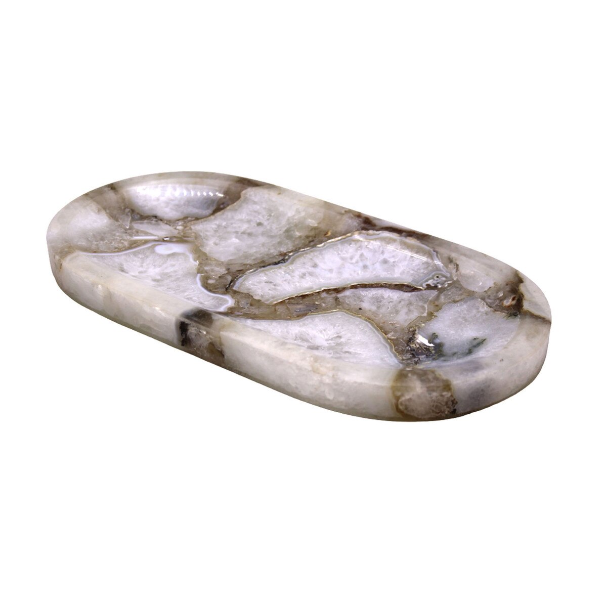 Oval White Agate Tray