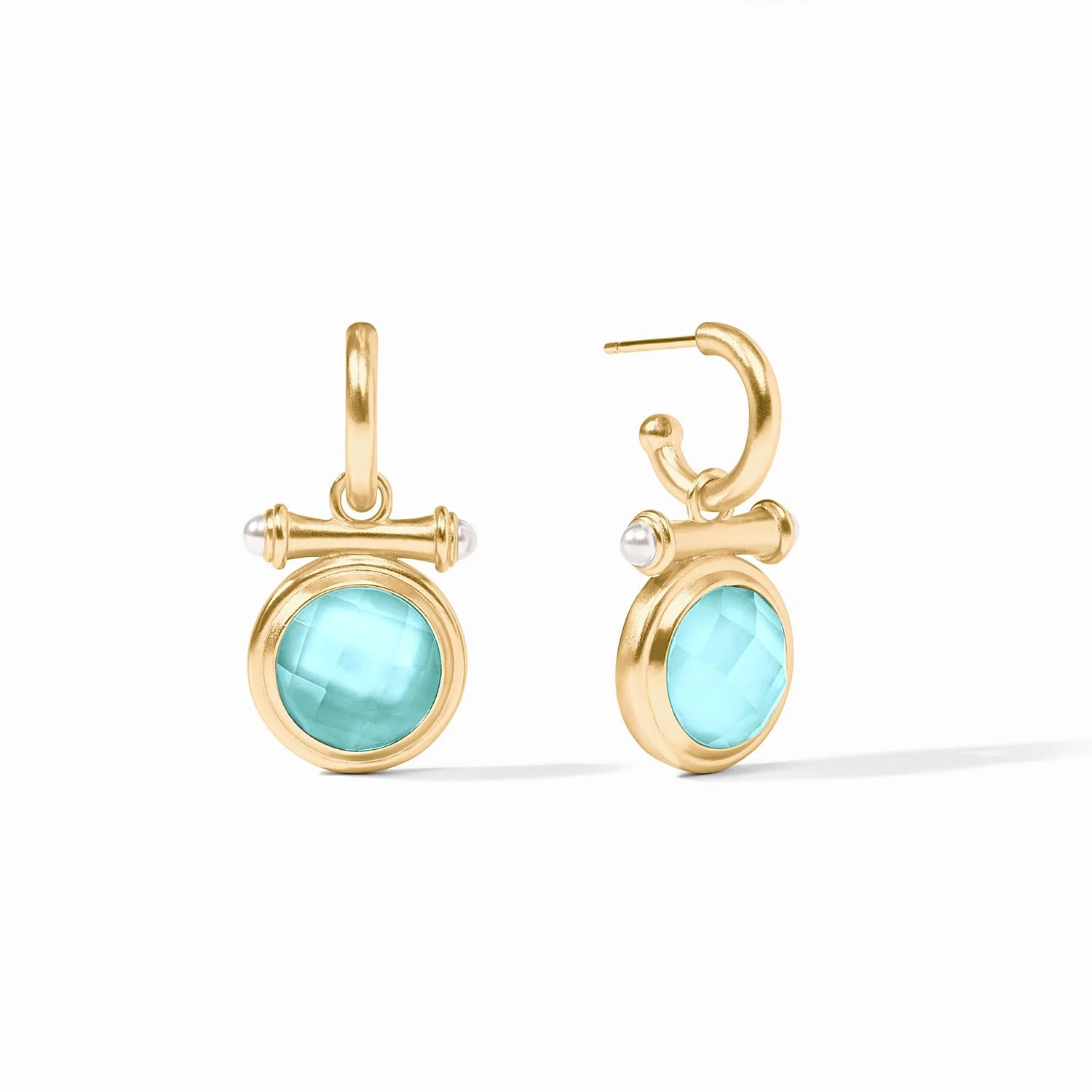 Bamboo Hoop & Charm Earring- Bahamian Blue