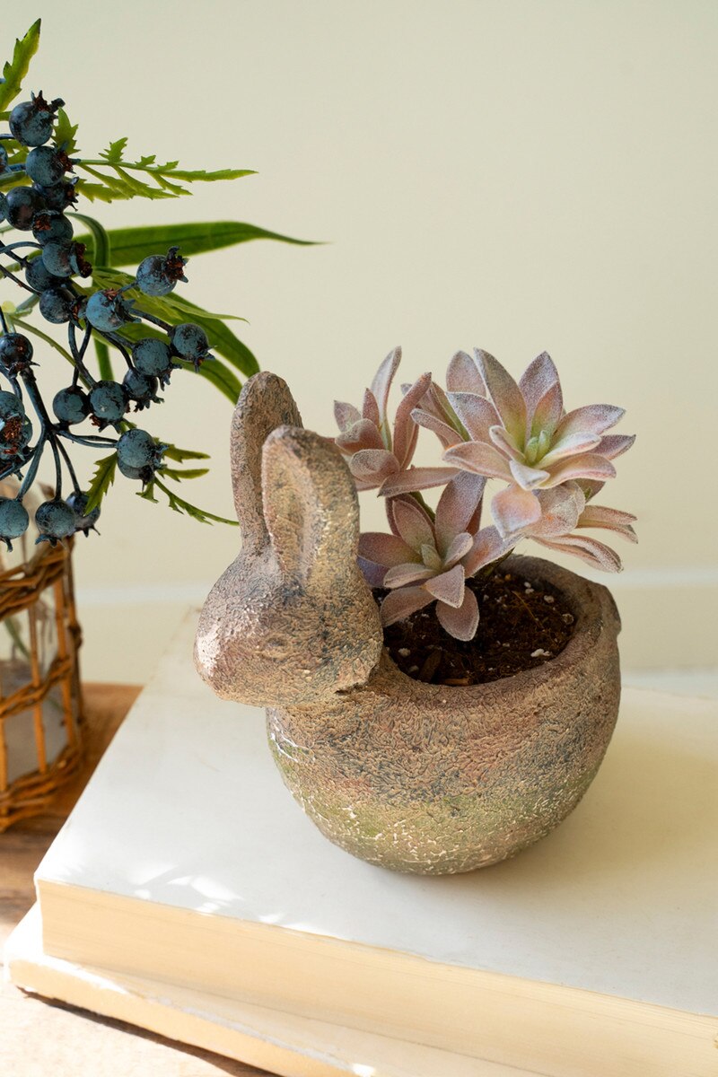 RUSTIC TERRACOTTA RABBIT PLANTER