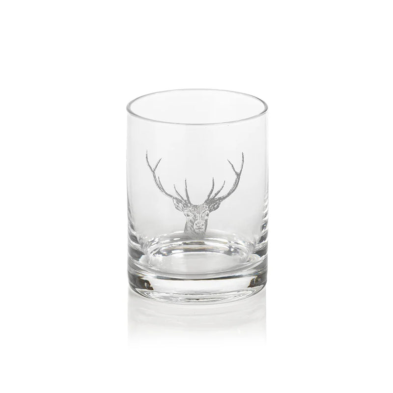 Stag Head Design Double Old Fashioned Glass
