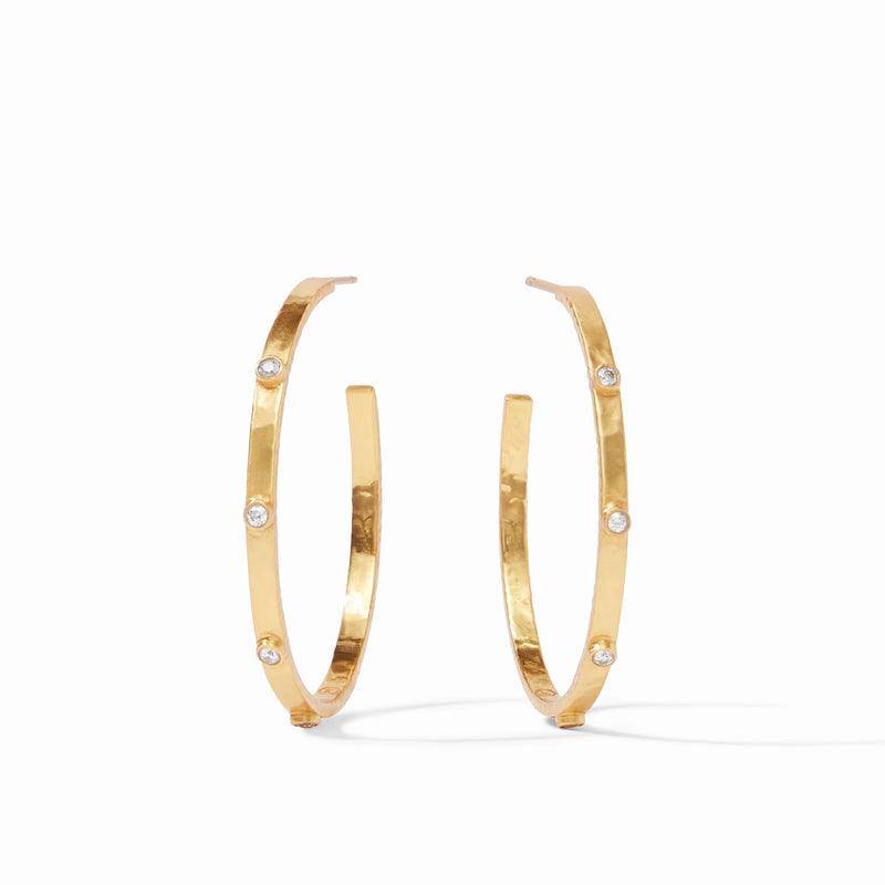 Crescent Stone Hoop Cubic Zirconia Medium