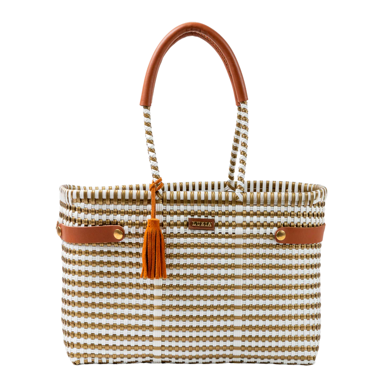 BASKET MEDIUM LINES WHITE GOLD