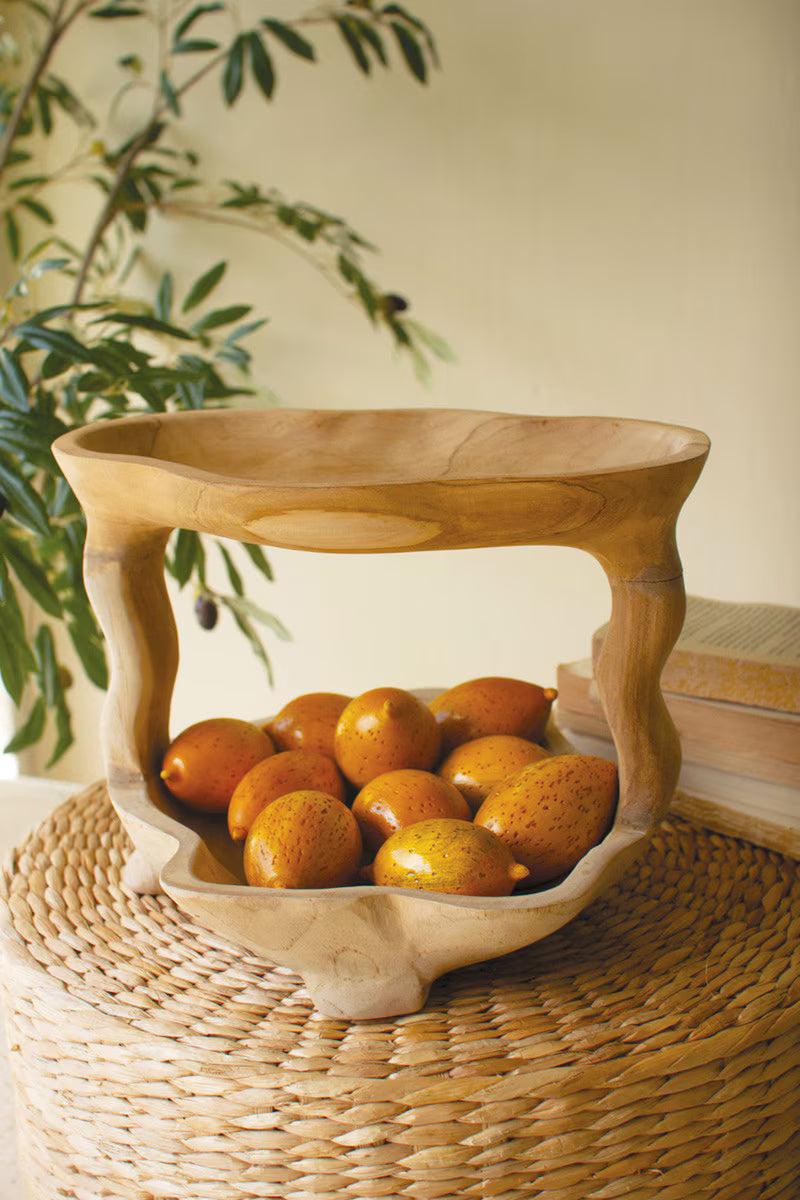 Two-Tiered Teakwood Serving Tower