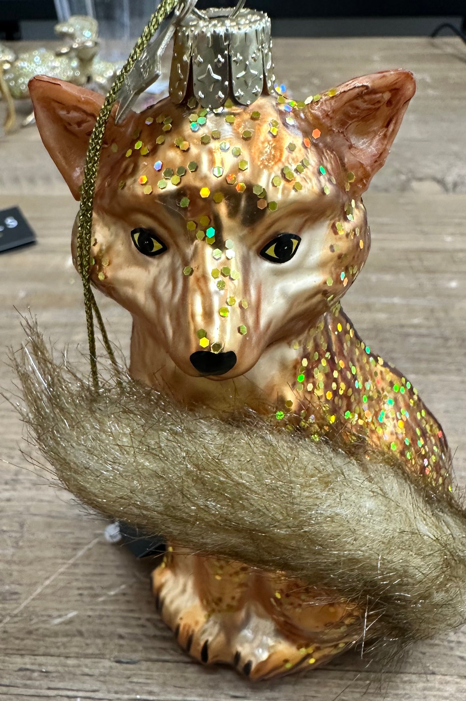 Ornament Glass Fox w/Tail