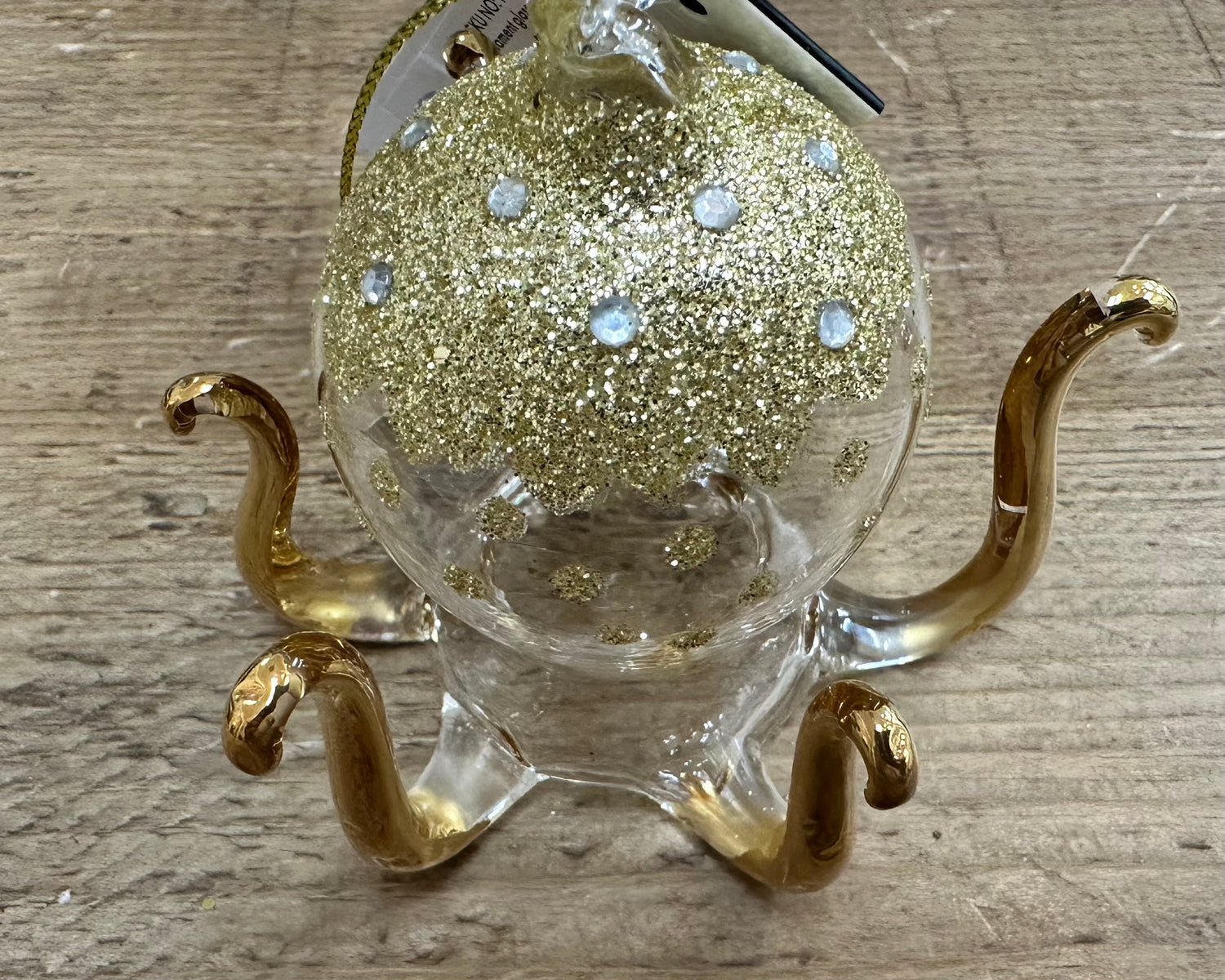 Ornament Glass Gold/Diamonds Squid