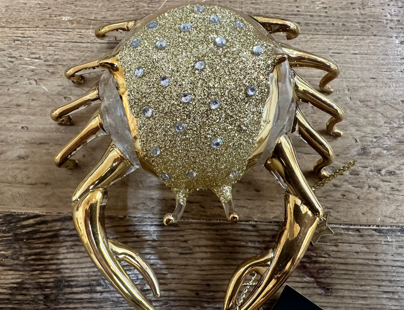 Ornament Glass Gold/DIamonds Crab