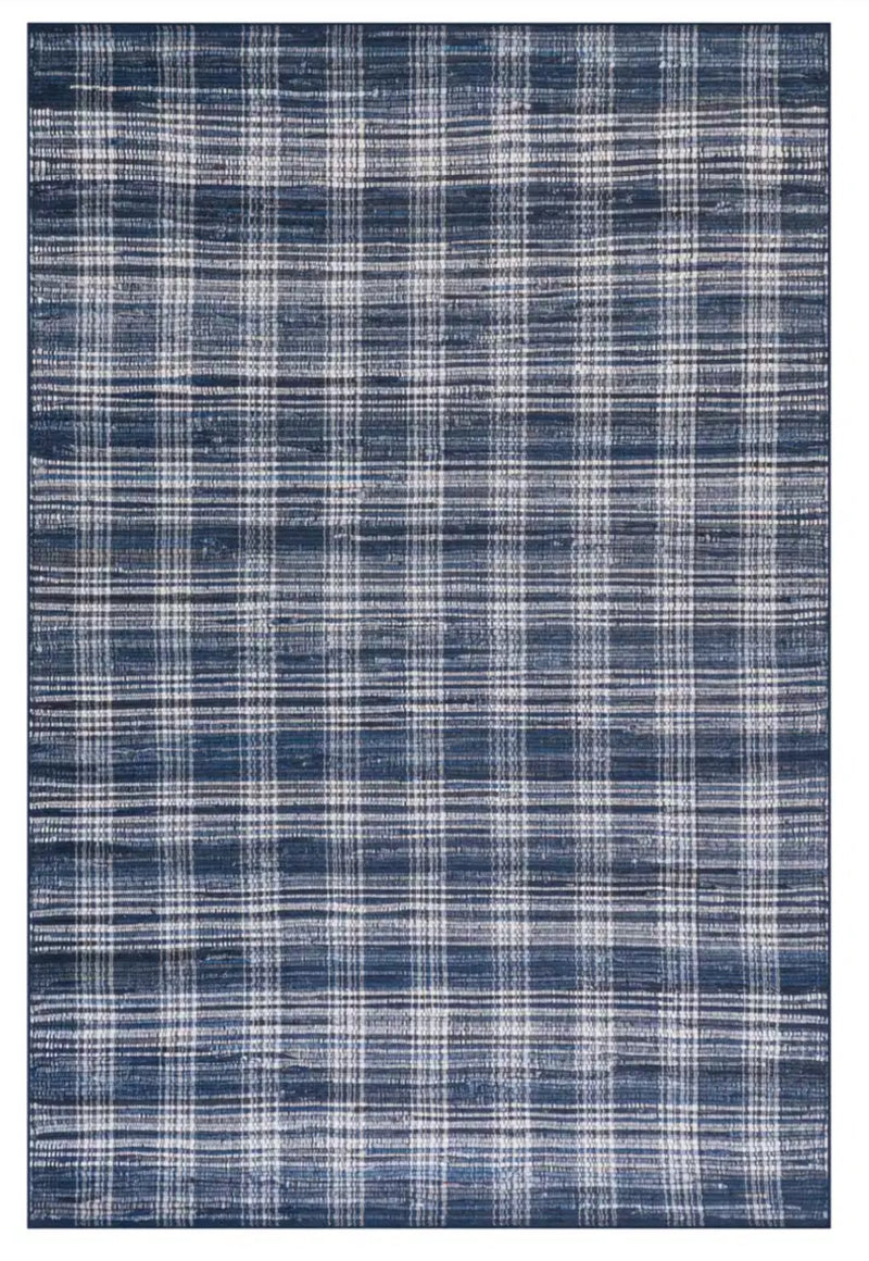 Denim Plaid Machine Washable Rug