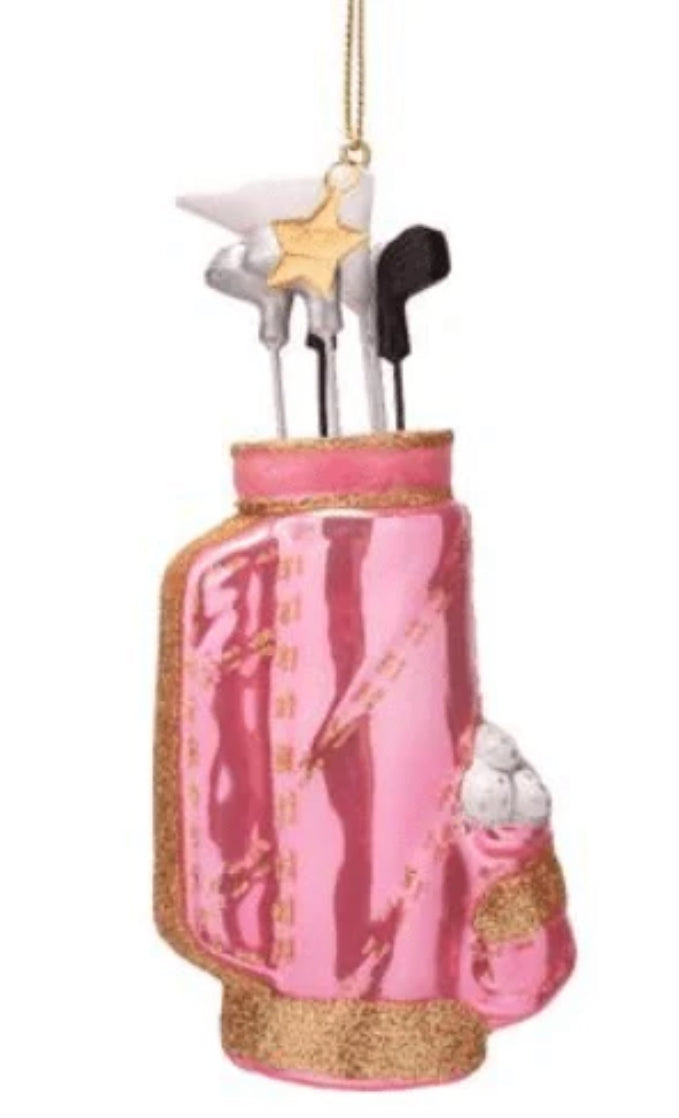 Ornament Glass Opal Pink Golfcart