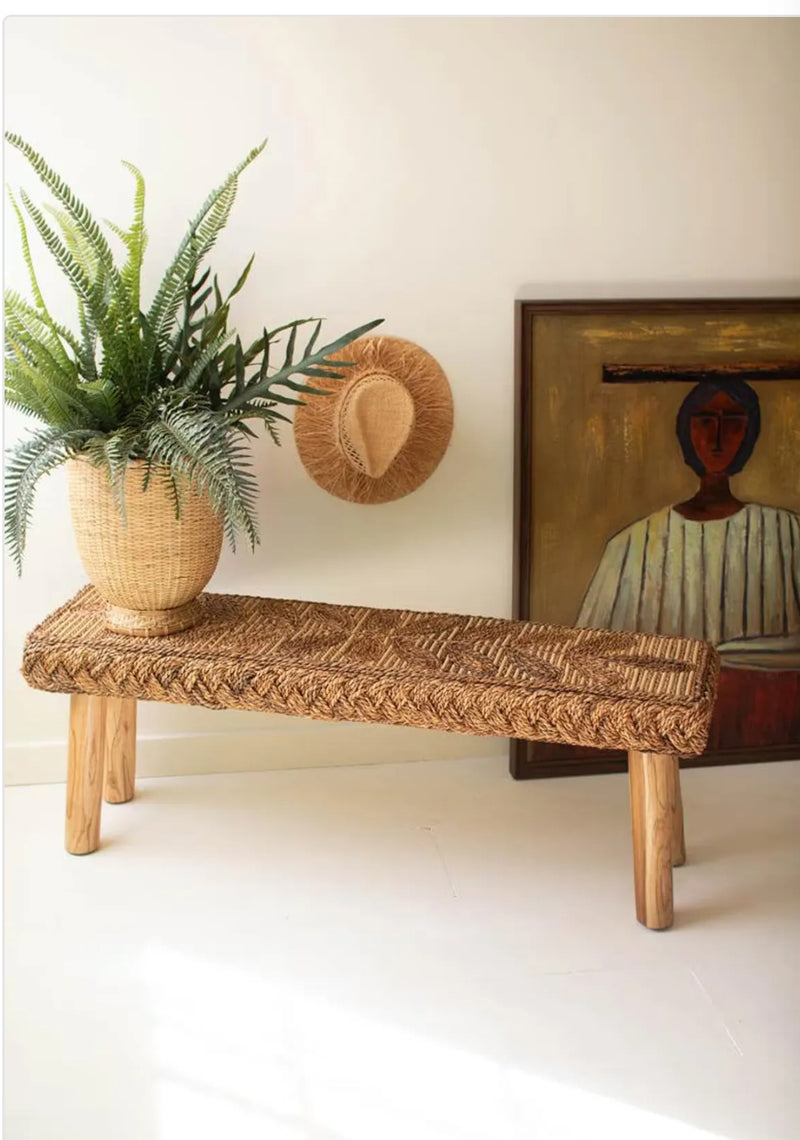 Banana Fiber and Teakwood Bench