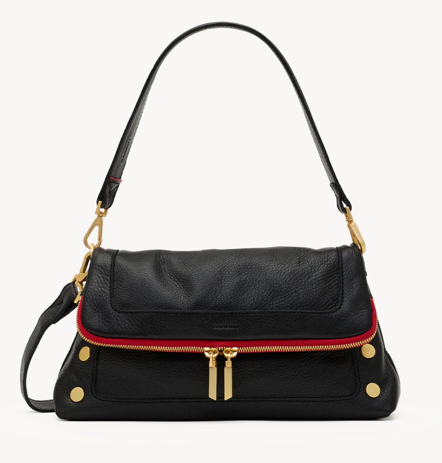 Beverly Med Black/Brushed Gold Red Zip