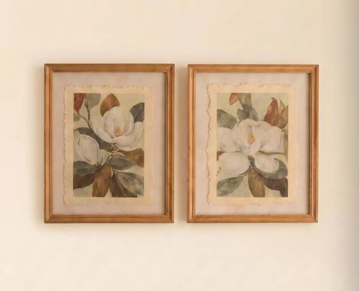 Framed Magnolia Prints Under Glass