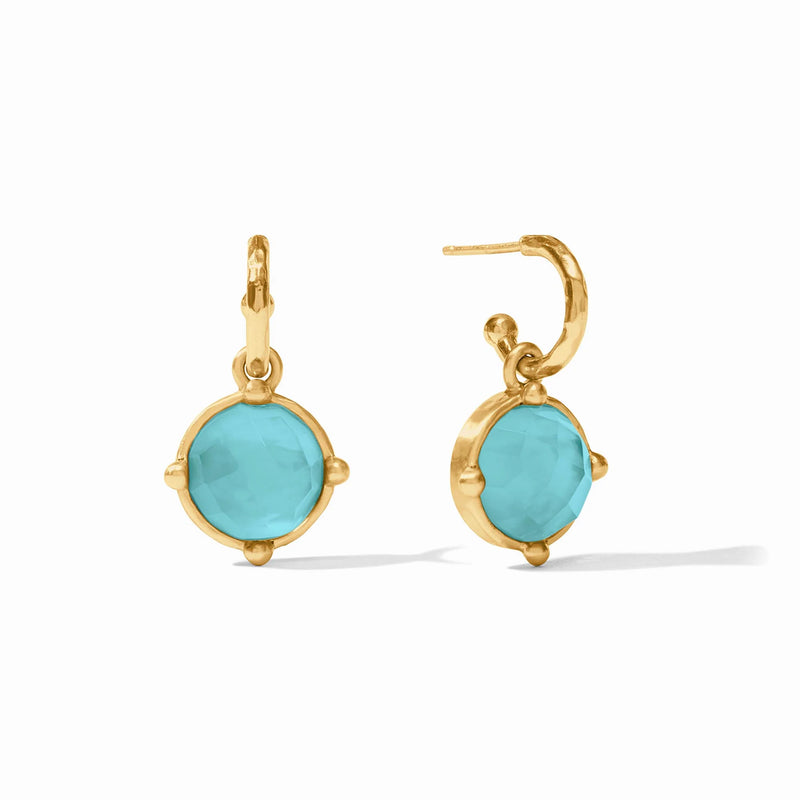 Honeybee Hoop & Charm Earring - Iridescent Bahamian Blue