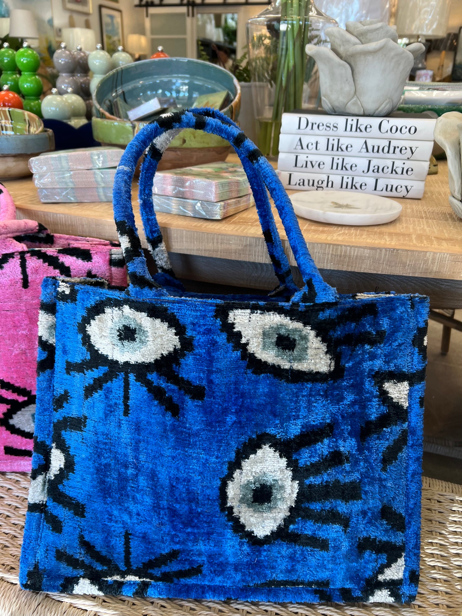 Velvet Blue Evil Eye Tote