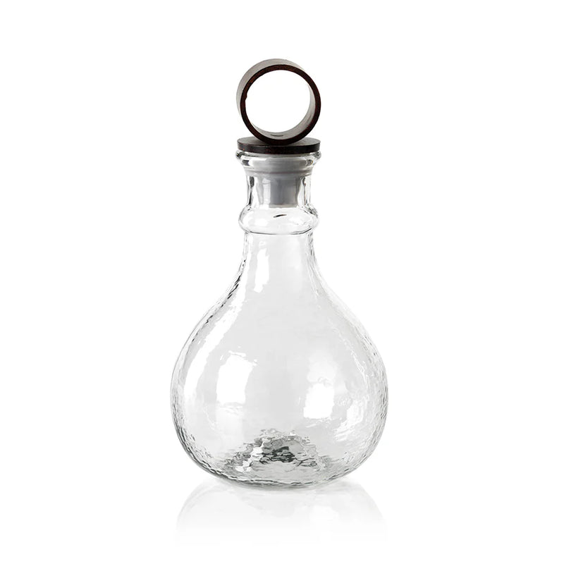 Artisan Hammered Glass Decanter with Wrought Iron Stopper