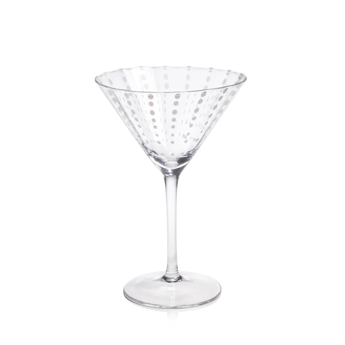 Portofino White Dot Martini Glass- Clear