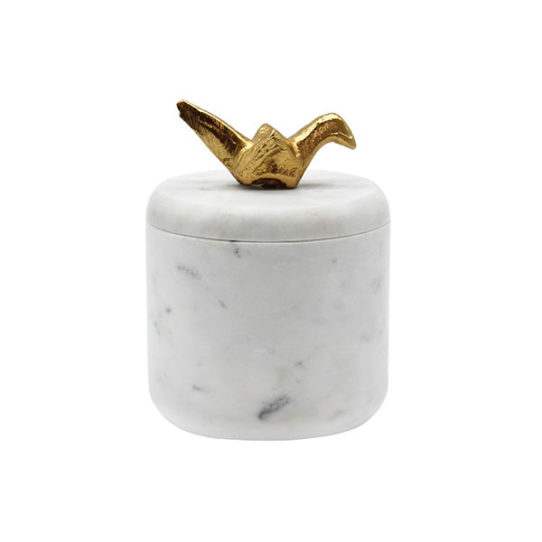Oriz White Marble Container Origami Bird