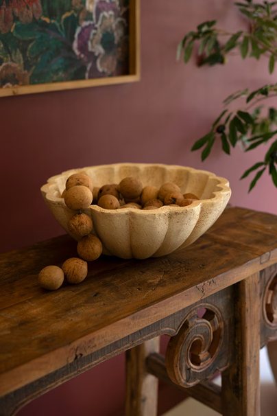 Faux Travertine Ruffled Bowl