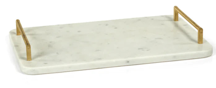 Andria Marble Tray with Gold Handles