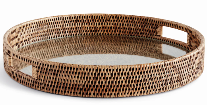 Burma Rattan Round Serving Tray