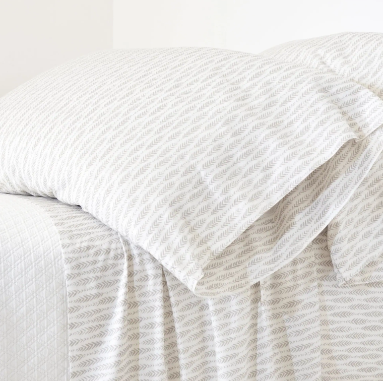 Feather Ogee Sheet Set Dove Grey