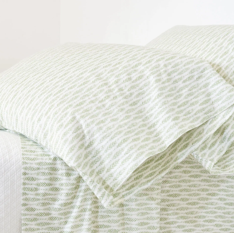 Feather Ogee Sheet Set Sage