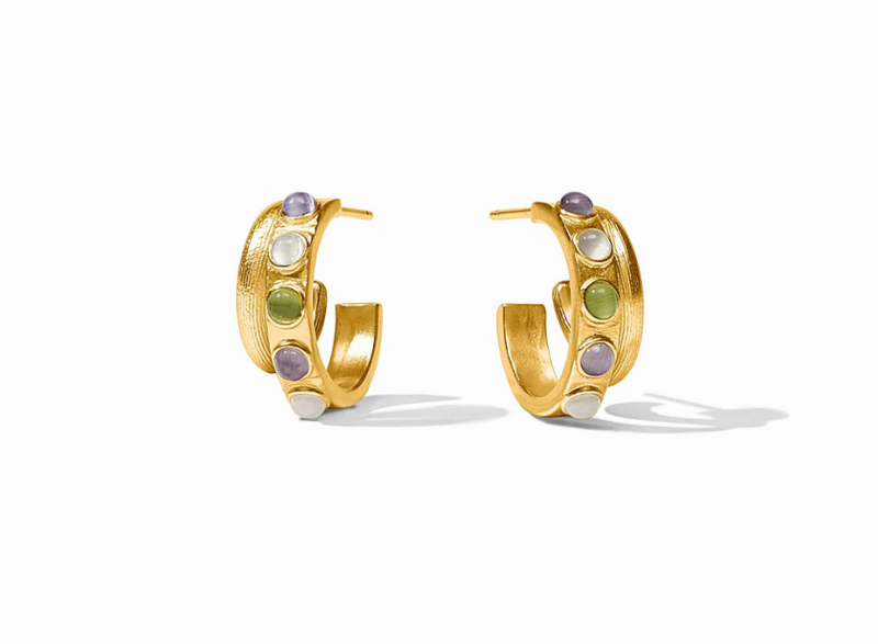 Cobblestone Double Hoop-Multi Stone Cat's Eye-OS