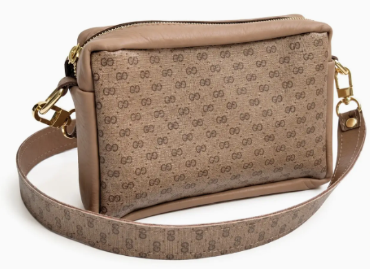 Val Shoulder Bag - Upcycled Micro Interlock Full Front - Mocha Mousse