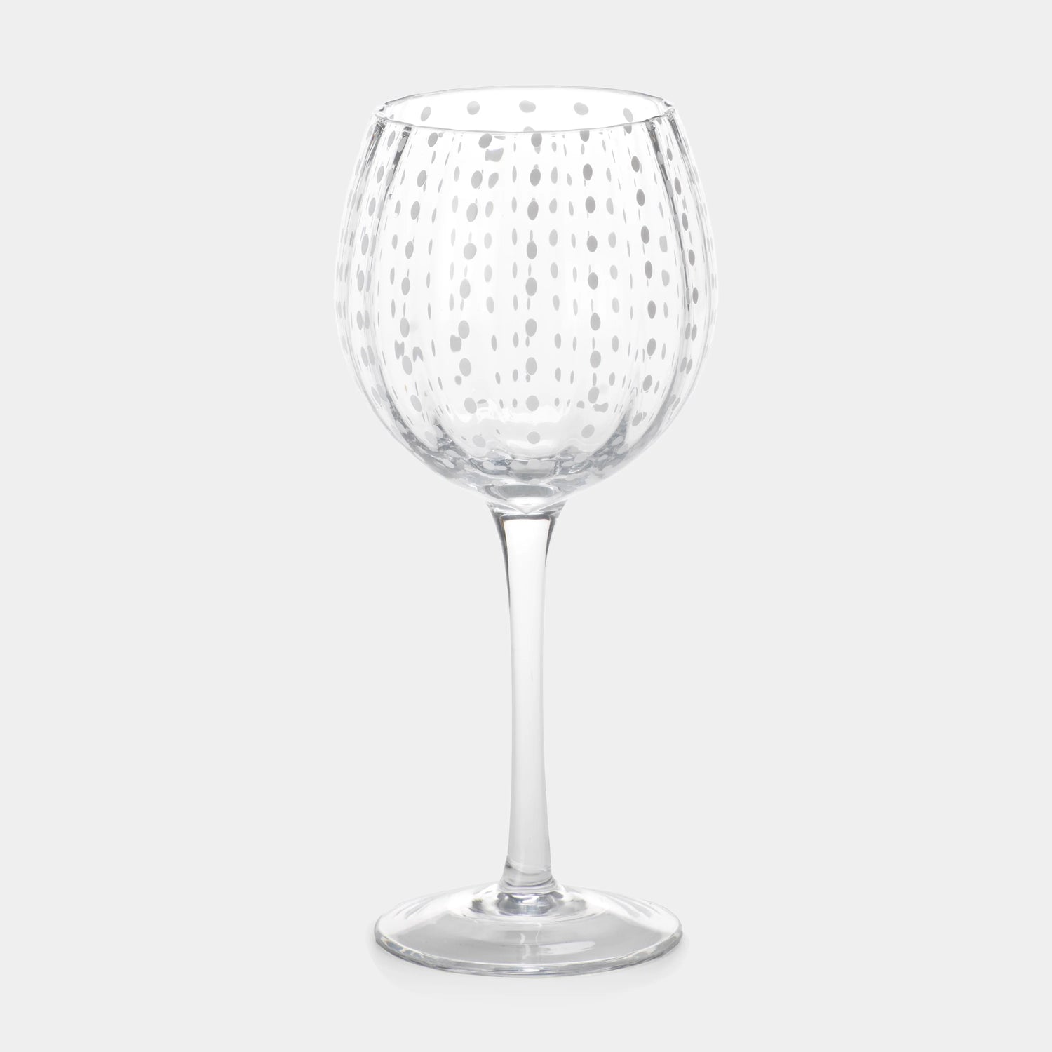 Portofino White Dot Wine Goblet- Clear