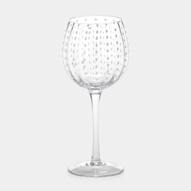 Portofino White Dot Wine Goblet- Clear