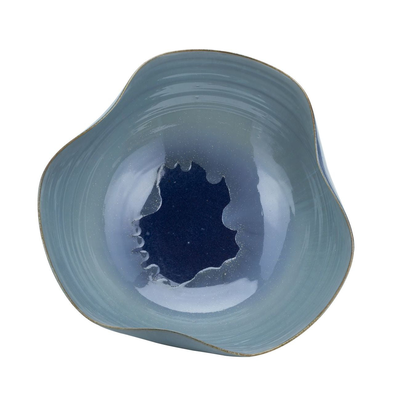 Swirl Bowl Blue Green Reaction Glazed