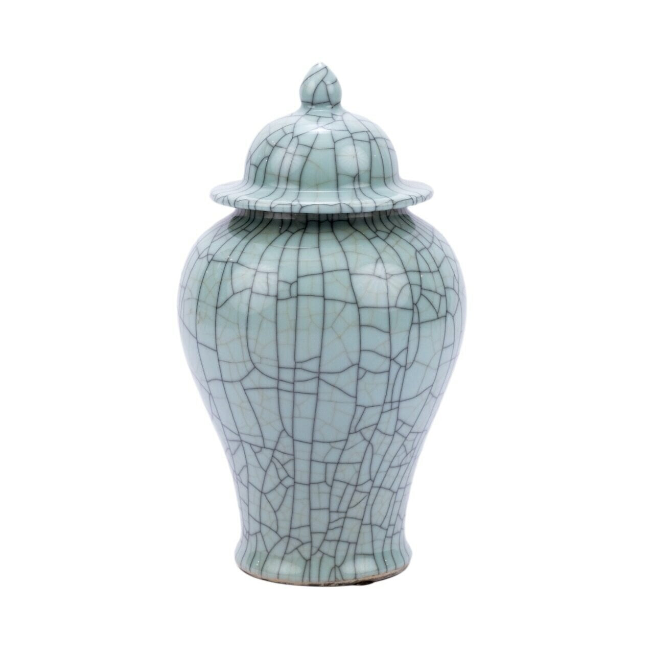 Crackle Celadon Temple Jar