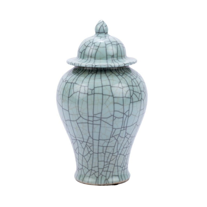 Crackle Celadon Temple Jar