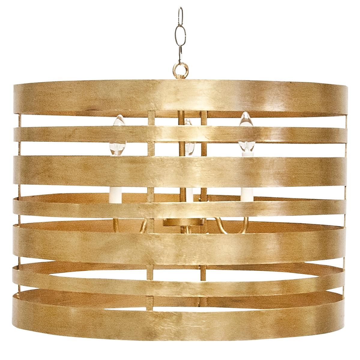 Gold Leaf Metal Striped Pendant