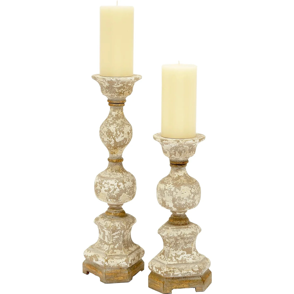 MILAN FRENCH WHITE & GOLD CANDLE STICK