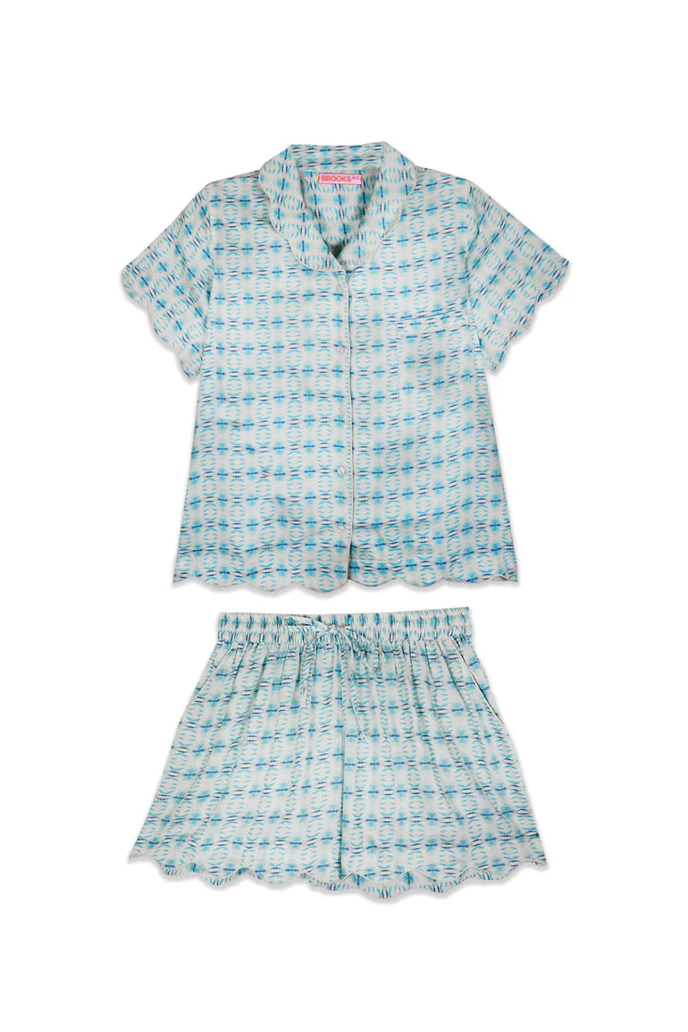 Scalloped Pajama Set - Short - Cameron Blue
