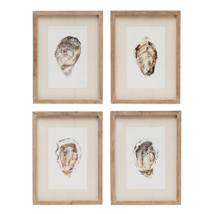 Oyster Framed Glass Wall Decor