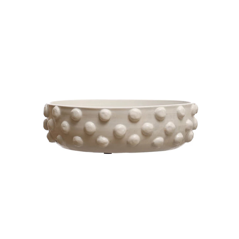 White Dot Decorative Terra-Cotta Bowl