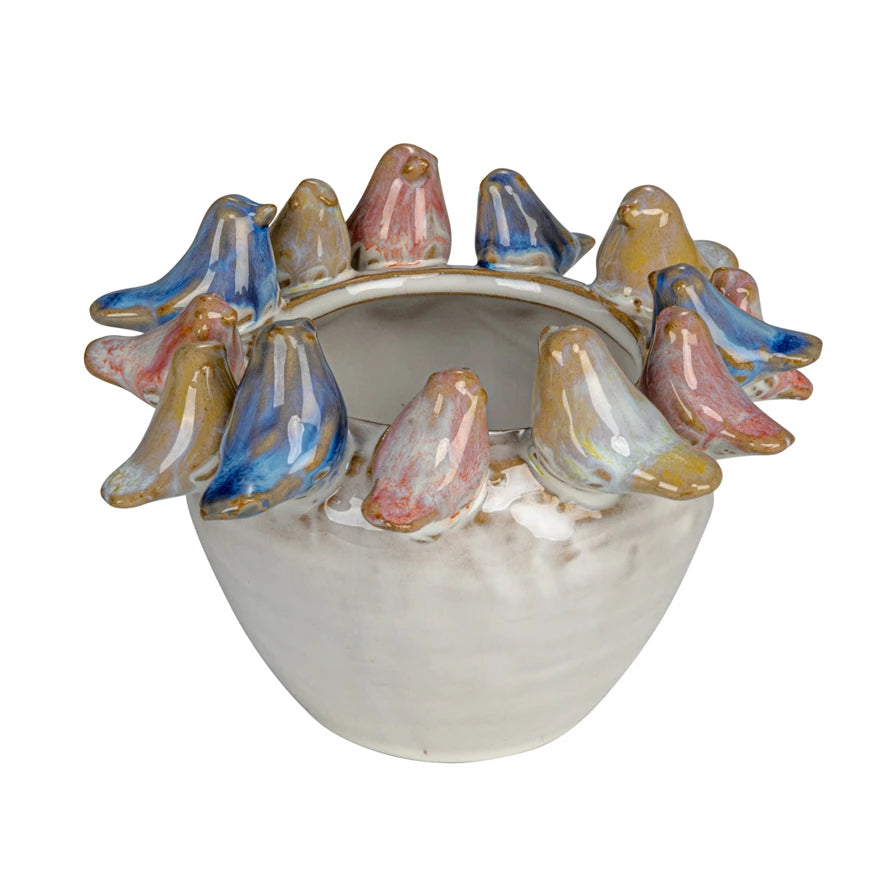 Birds on Rim Planter