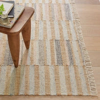 Ravel Stripe Blue Handwoven Wool Rug