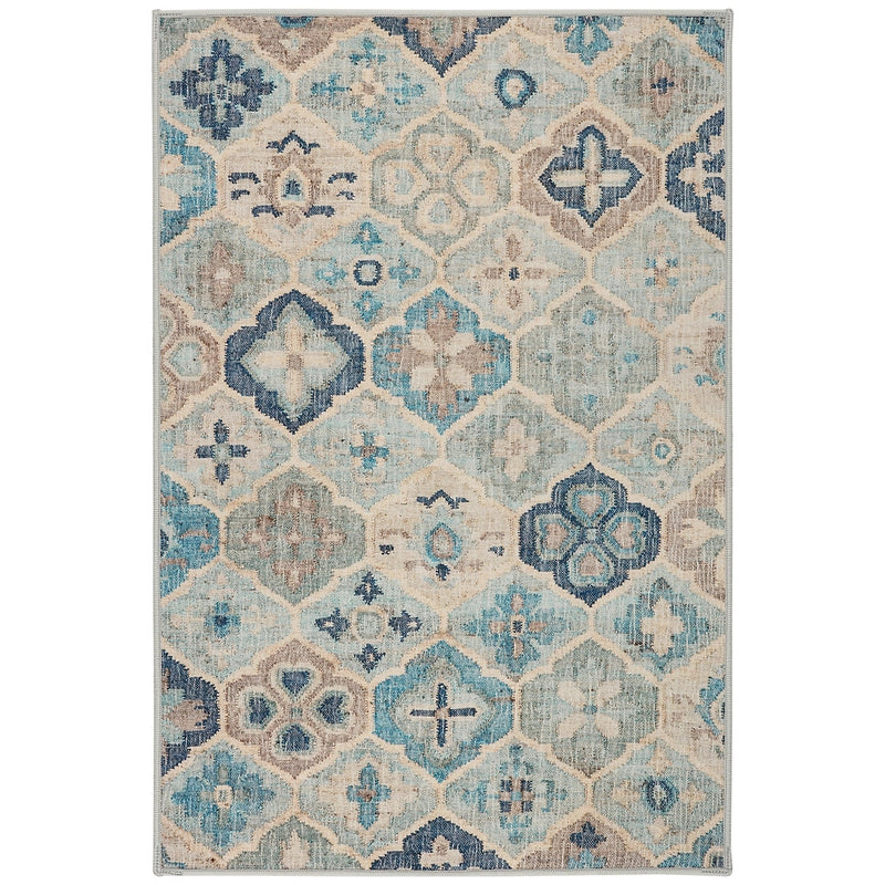 Pali Blue Machine Washable Rug